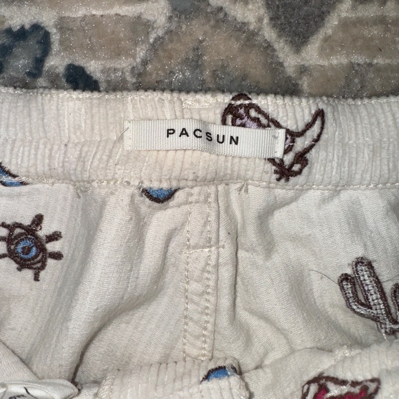 PACSUN EMBROIDERED CORDUROY CREAM PANTS - Picture 3 of 4